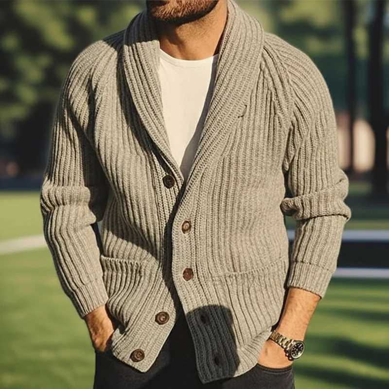 Plus Size M-3XL Solid Color Cardigan Sweater Men Autumn Winter Knitted Jackets Coat Stand Collar Warm Thick pull homme SY0055 S260918QZCO