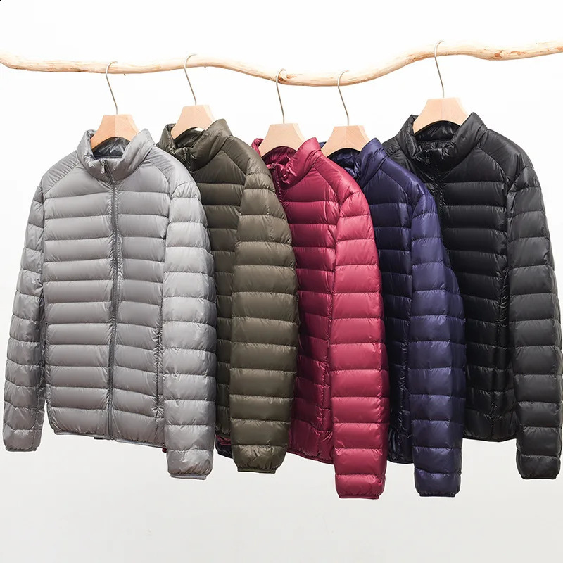 Mens Stand Collar Ultralight Quilted Puffer Jackets Arrilas Men Ultra Lightweight Packable Warm White Duck Down Coats 260918