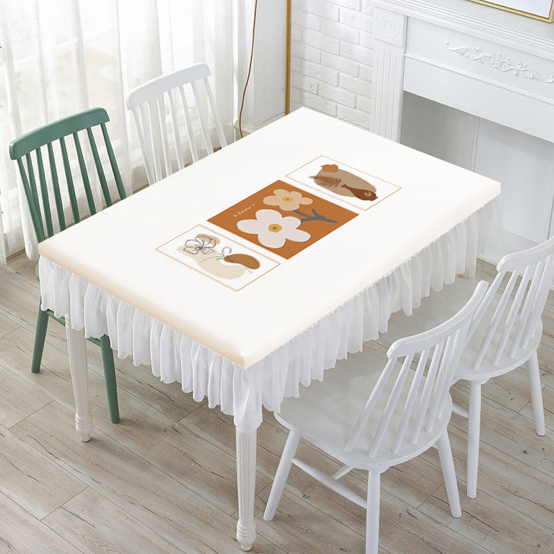 YL-39208 Custom Cream Style Tablecloth Rectangular Oil Proof Waterproof and Maintenance Free Wipe Clean Minimalist New Design