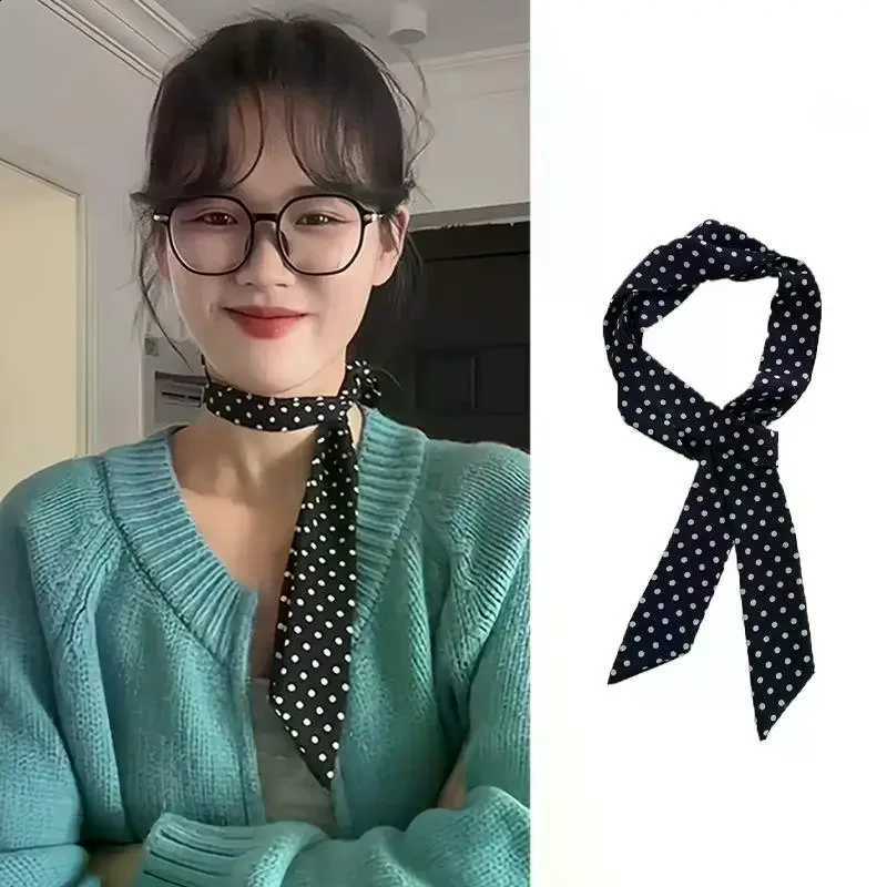 Scarf TwillyKorean Style Luxury Silk Belt Fashion Polka Dot Silk Scarf Versatile Heaear Hair Band Package Hanging Decor Accories N260912