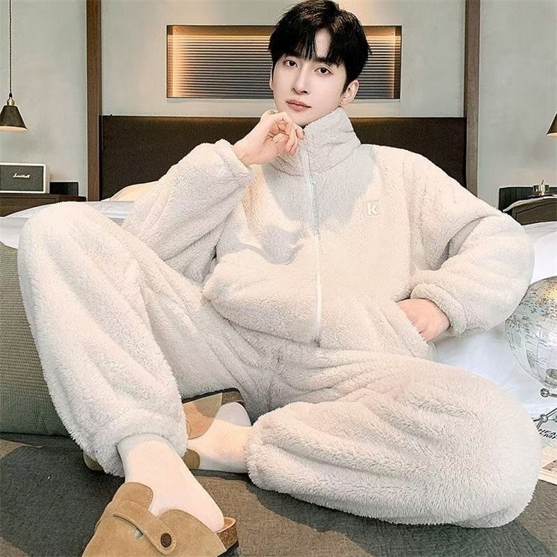 Winter Sleepwear Pajamas for Men Autumn Collection Large-sized Loose Fleece Thickened Warm Home Wear 260917