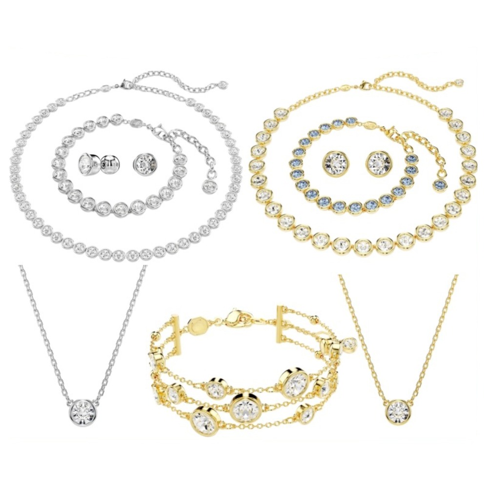 Luxury Round Cut Cubic Zirconia Jewelry Set Elegant Gold Silver Plated Necklace Bracelet Earrings Fashion Party Accessory for Women Daily Wear Gift