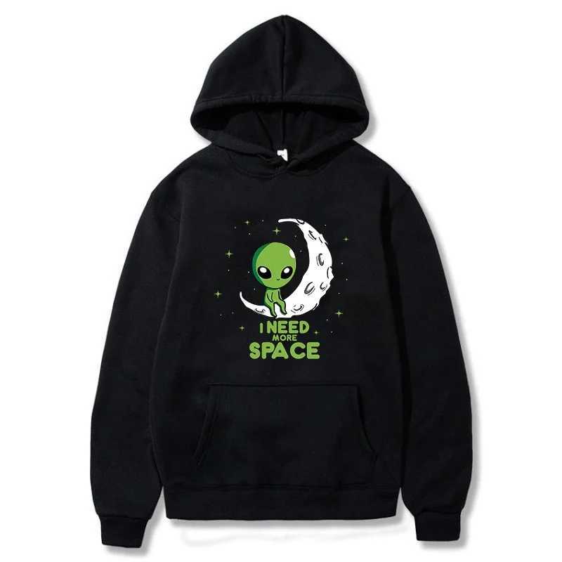 Hot Sale Men Hoodiie I Need More Space Green Alien Print Hoody Men/Women Vintage Casual Sweatshirt Unisex Long Sve Pullovers S260918W3BY