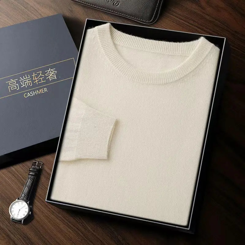 100% Pure Cashmere Mens Sweater ONeck Pullovers Youth Leisure Long Sleeve Shirts Autumn Winter HighEnd PlusSize jacket 260918
