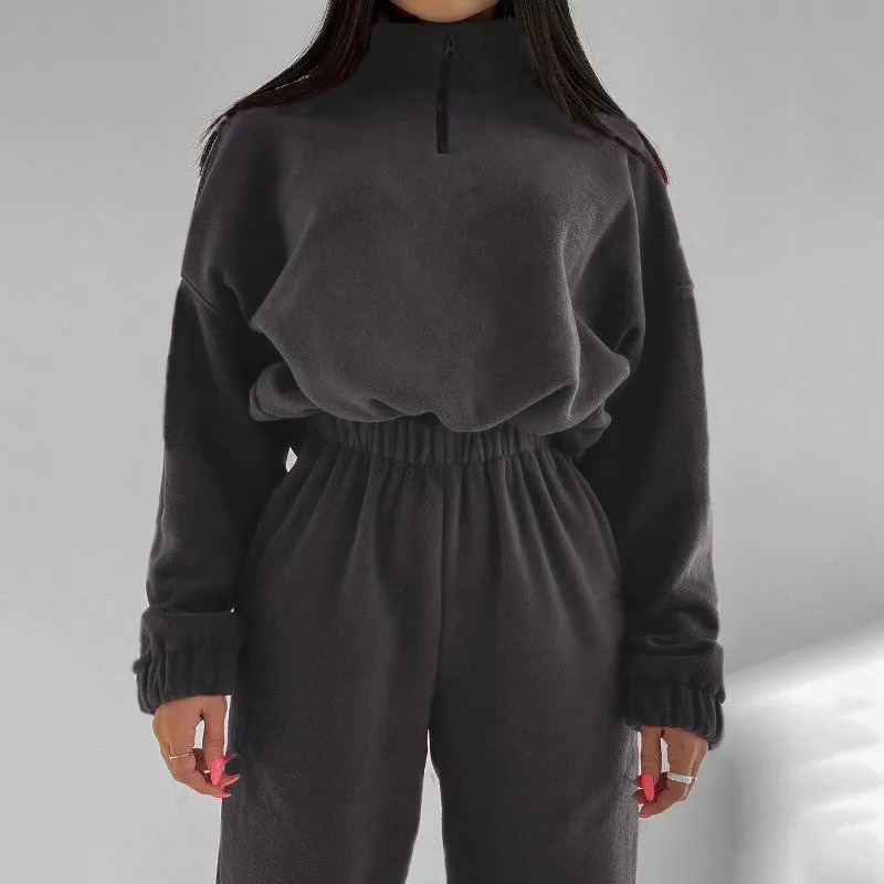 womens tracksuits women sweatsuit set vintage oneck zipper bomber jackets high waist loose pants suit female spring fashion lady