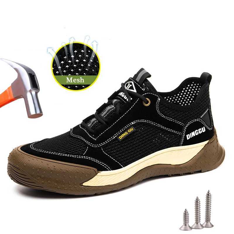 Summer Work Safety Shoes Men Hollow Out Breathable Steel Toe Safety Boots Women Indestructible Anti-smashing Protective Sneakers Q260916