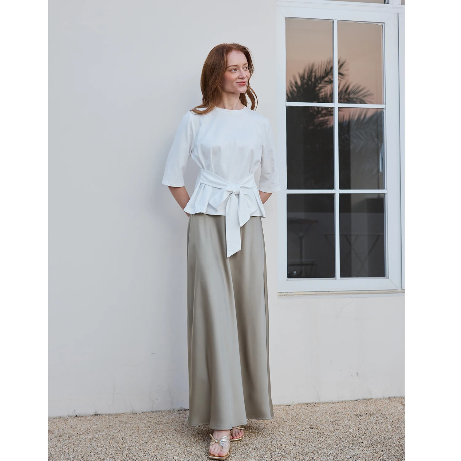 AP 2026 Spring and Summer Women Satin Skirt Solid Color High Quality 260917