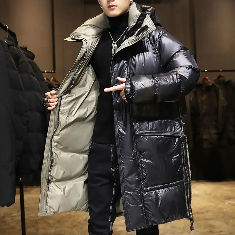 Hooded Down Jacket Men High Quality Mid To Length Winter Long Puffer Man y Casual Coat And Women 260918