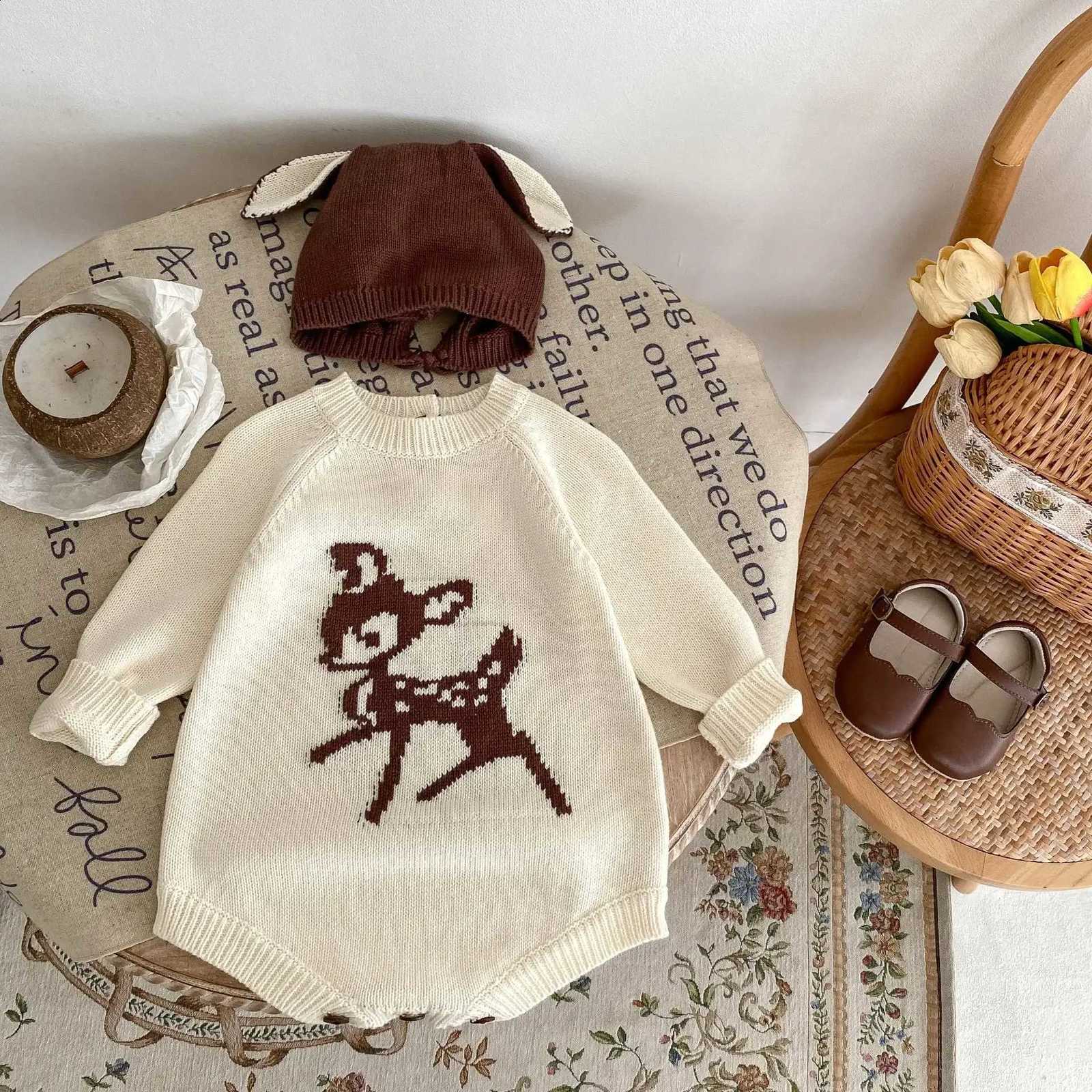 Newborn Kid Baby Girl 0-24M Winter Clothes Knit Warm Baby Rper Thick Sweater Jumpsuit Cute Sweet Xmas New Born OutfitW260917