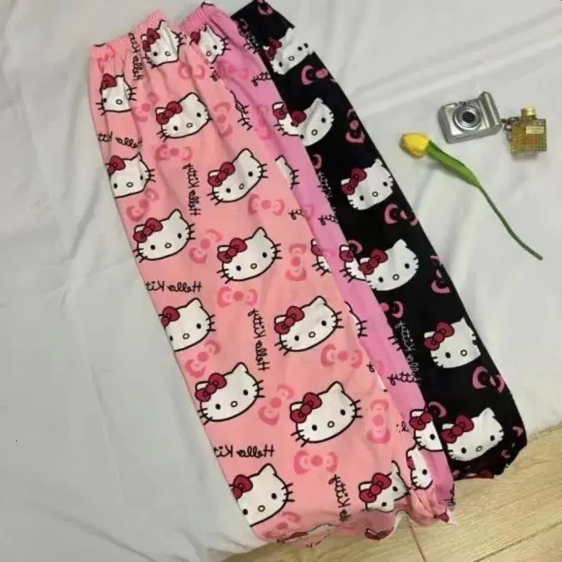 Women Pajamas Cartoon Hello Kitty Pajama Pants For Men And Spring Summer Thin Loose loungewear Couple Casual Home Walking Sleepwear 42d