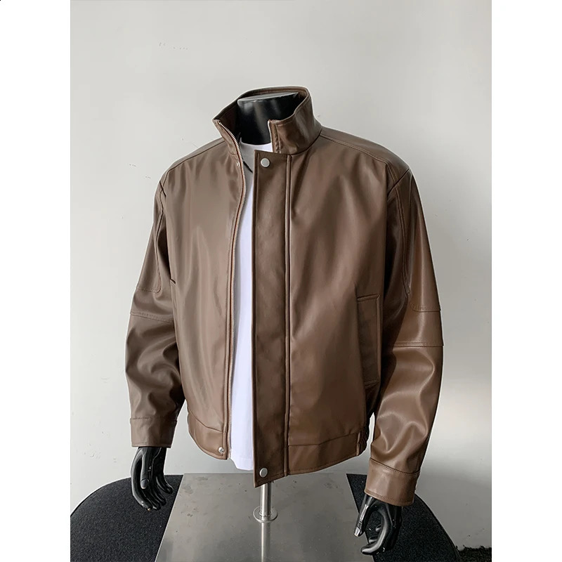 2026 Spring Men Retro Hong Kong Style Black Pu Jackets Men Short Biker Leather Jacket Men's Loose Fashion Outerwear Male Coats 260917