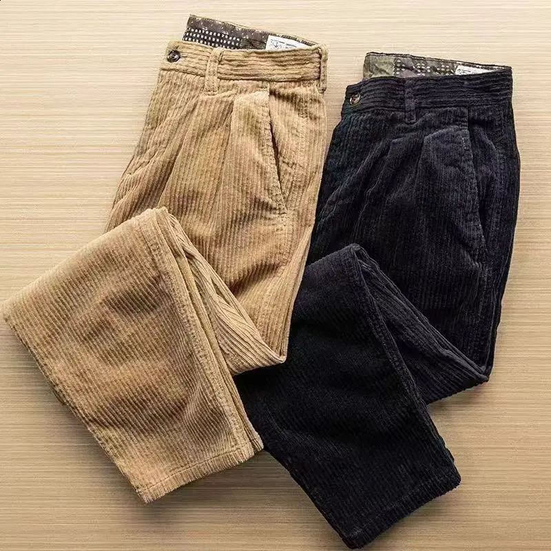 Korean Vitage Pants Autumn Winter Straight-leg Trousers for Men's Classic Japanese Corduroy Casual Pants Trendy Thick Bottoms 260917