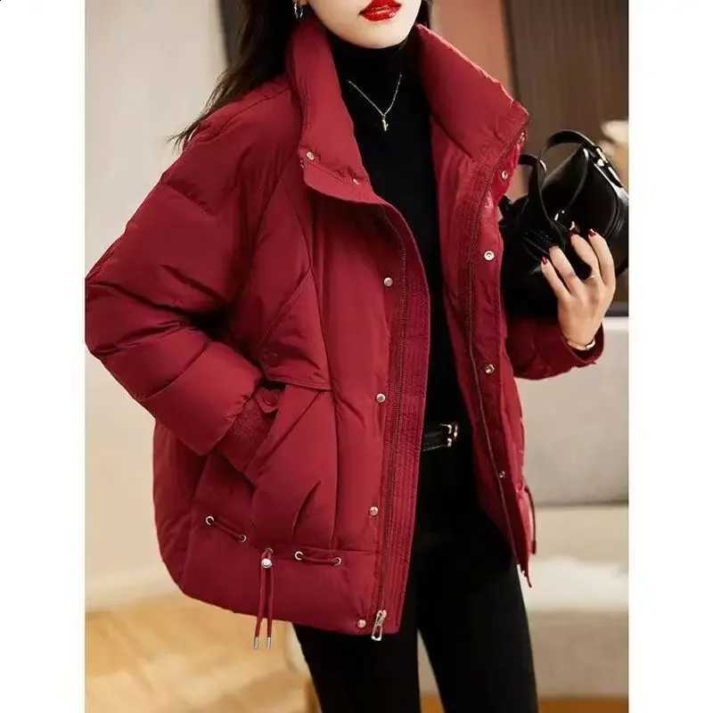 Down Cotton Woman Clothes Popular Winter Parkas Large Size Harajuku Stand Collar Hooded Keep Warm Zipper Office Lady Down Jacket H260917