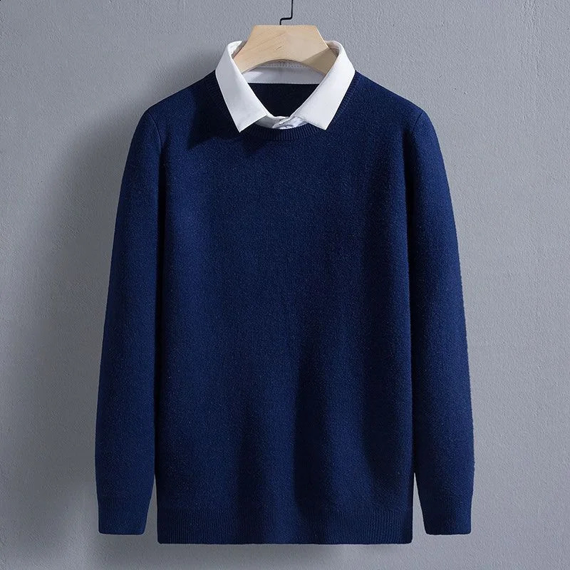 Mens Clothing Autumn Winter Long Sleeve Tops TShirts Round Neck Fashion Comfortable Solid Color Sweaters 260918
