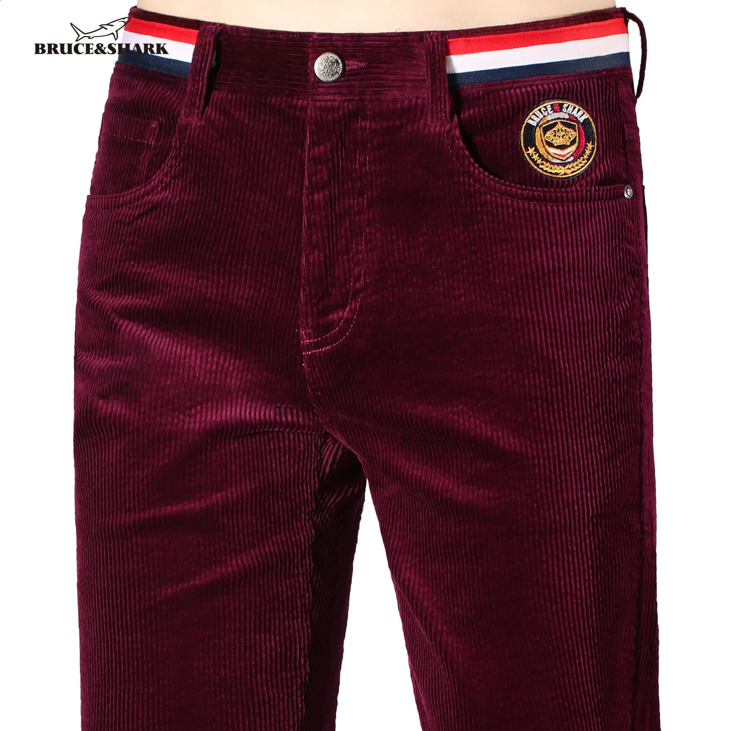2025 Winter Corduroy Pants For Men Casual Stretch Thicken Cotton Men's Trousers Red Mid Waist Straight Korean Pants Plus Size 260917