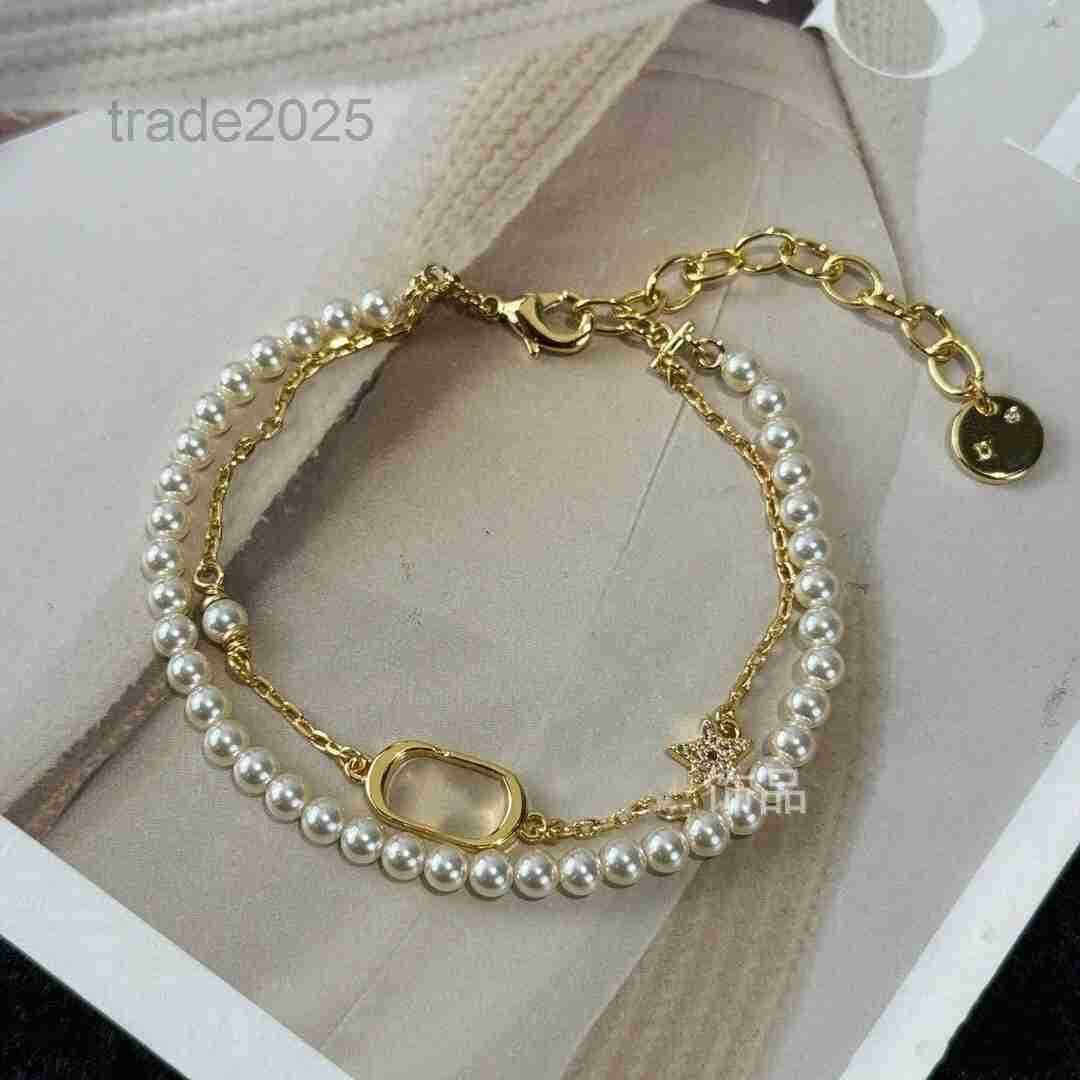 High version Pearl Star Double-layer Designer bracelet Women Diamond Bracelet Fashion Luxury Charm Chain Bangle pentagram designer Jewelry Gift Wris
