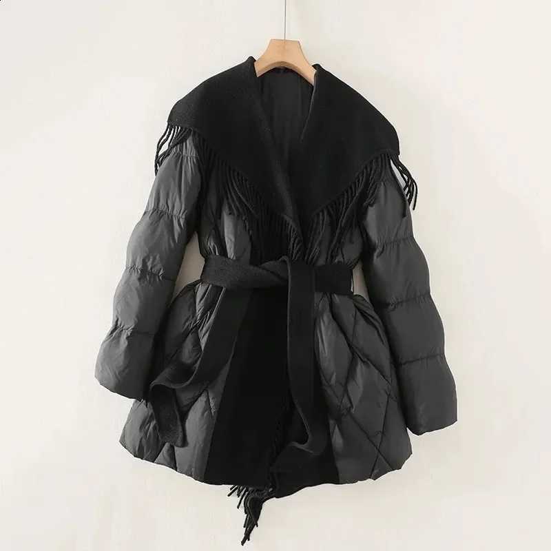 New Winter 2025 Overwear Korean-style Parkas Loose Mid-length Cotton-padded Jacket with Combination Woolen Down Fashion Outwear H260917