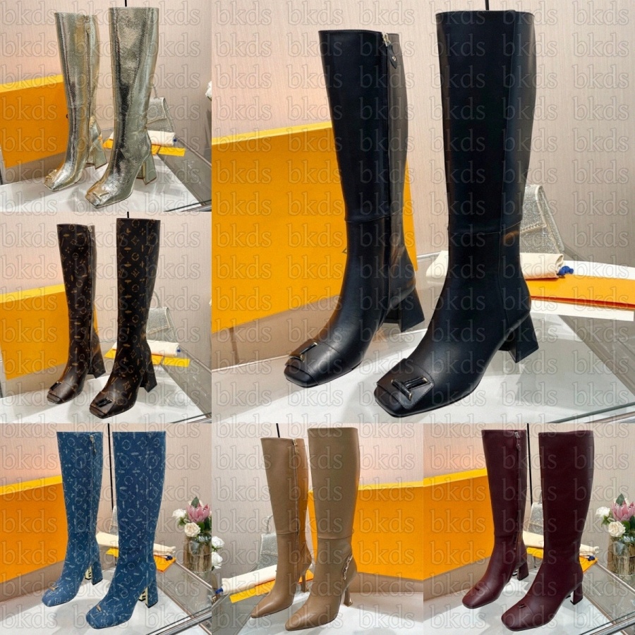 Designer Silhouette Sparkle Shake Boot Womens Boots Black Monogram Denim White Blue Brown d7ir#