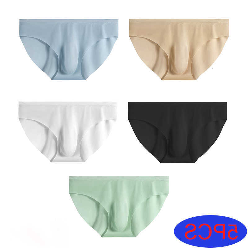 Ultra-thin Underpants Men's 5 Pairs/Lot Panties Ice Silk Briefs Summer Transparent Seamless Sexy Quick-drying Breathable Underwear Briefs D2609