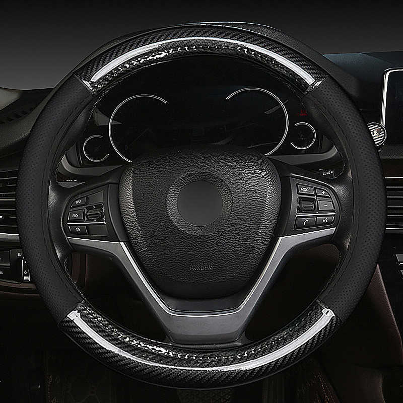 3D Anti-Slip Design Universal Carbon Fiber Pattern Steering Wheel Cover High-End Car Interior Modification L26917