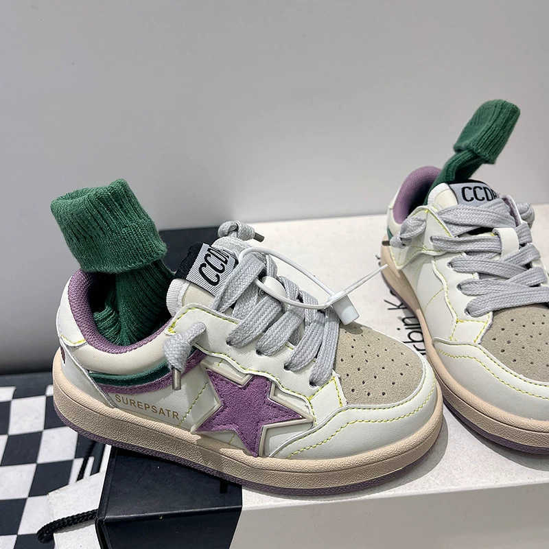 Children's sneakers 2026 spring/autumn new collection simple design low-top shoes for girls medium and large sizes star-patterned shoes for boy