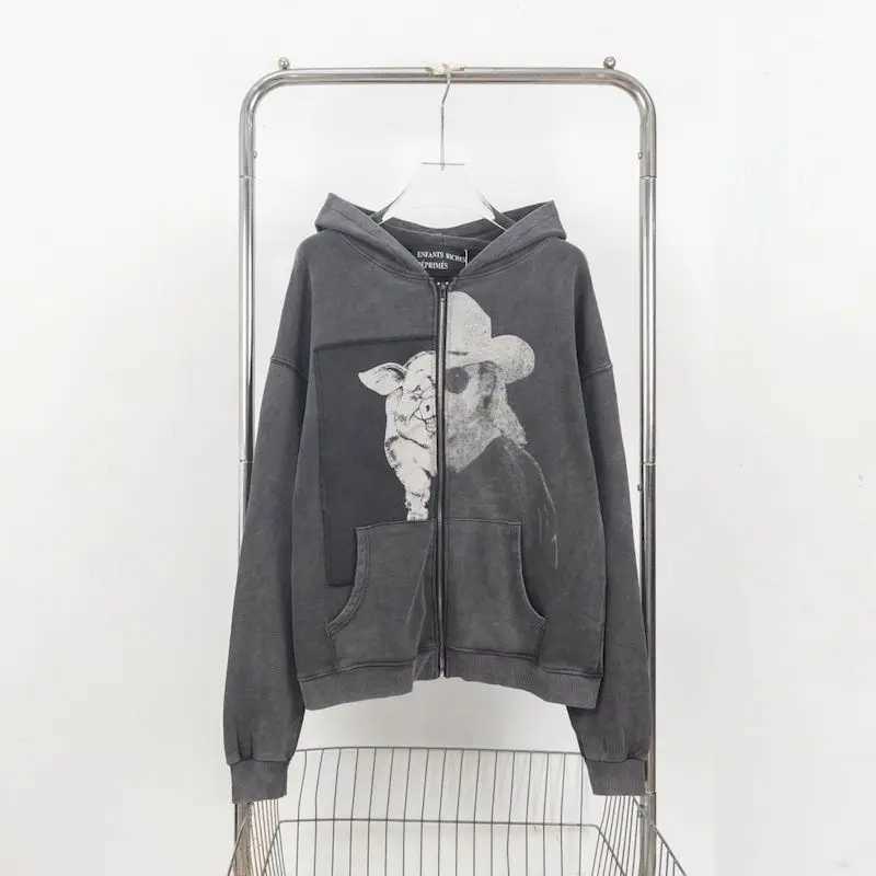 Oversized Hoodies for Women and Men Ins Trendy Zip Up Cardigan Hooded Coats Patchwork Printed Hooded Sweatshirts Jackets Autumn S260918W97Y
