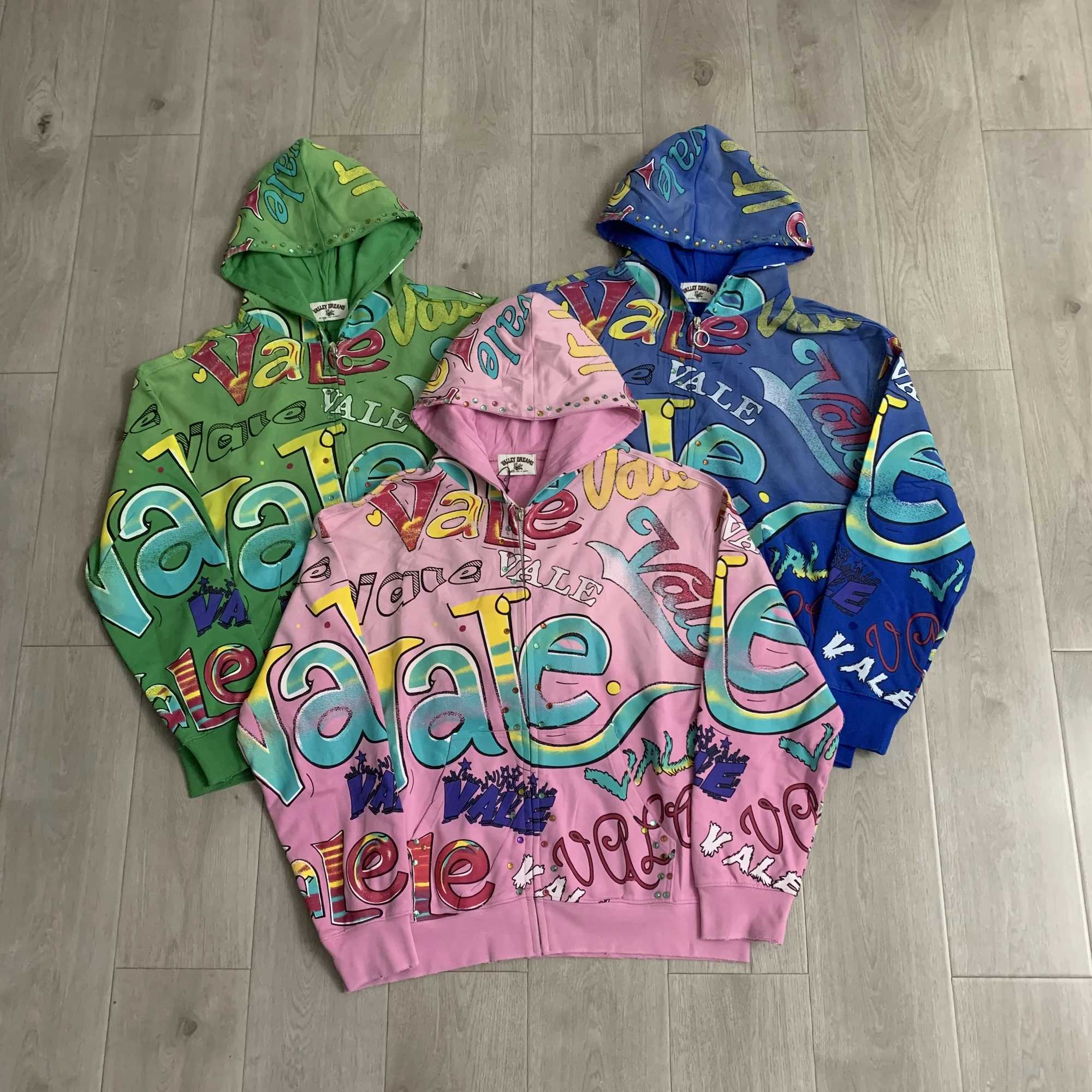 Strtwear Shinning Diamond Zipper Terry Hooded Hoodie for Men Oversized Graffiti Flame Cardigan Rhinestone Sweatshirt Jacket Q260917