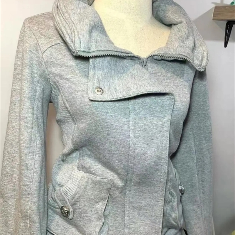 Retro Gray Sweatshirt For Women Vintage High-End Fashion Hoodie Sweatshirt Spring Autumn Women Hooded Jacket Women Coat 260917ww
