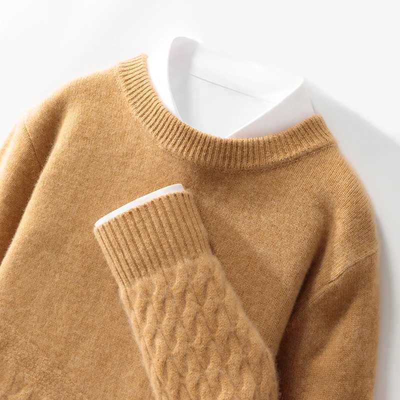 Autumn And Winter New Seven-Pin Thick 100% Pure Wool Semi-High Collar Men's Loose Pullover Knitted Sweater Bottoming Shirt S260918DK8P