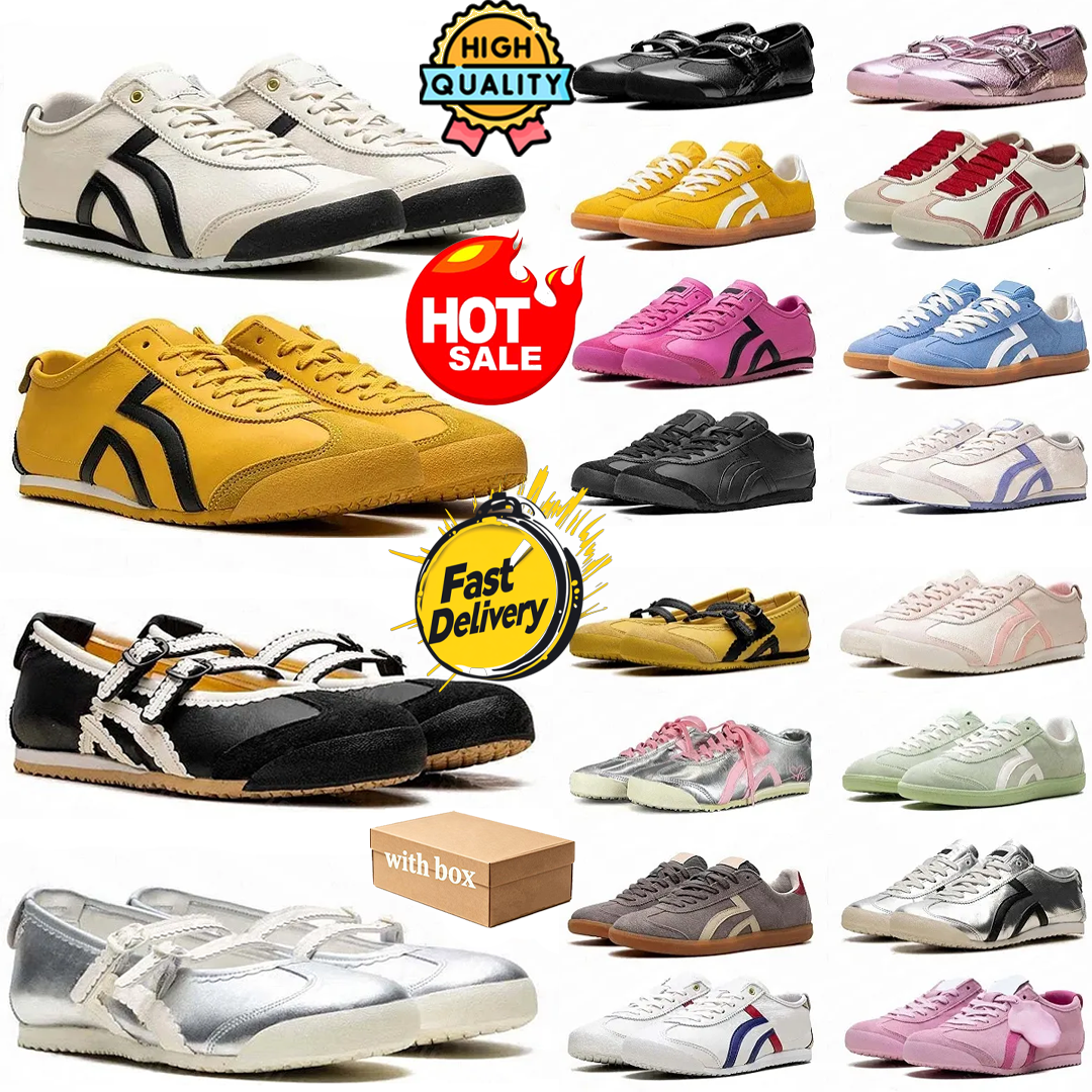 designer shoes Mary Jane outdoor sports trainers Mexico 66 Tiger jogging traveling shoes Tiger Mens Womens flat sneakers black white silver yellow p