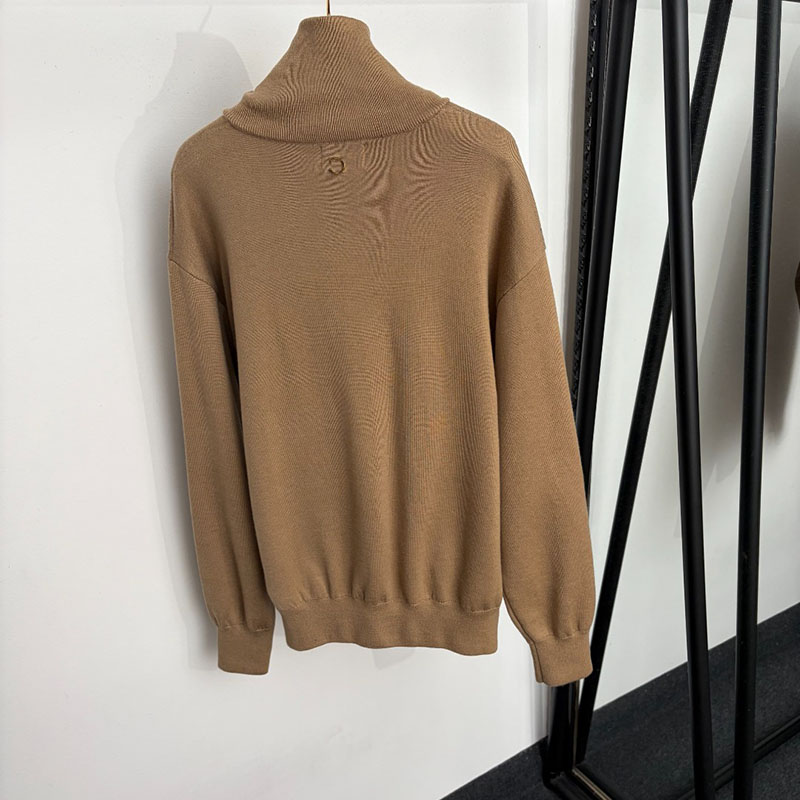 High Neck Half Zipper Pullover Sweater Vintage Women Back Double Letter Charming Jumper Top Autumn Spring Casual Daily Street Style Jumpers