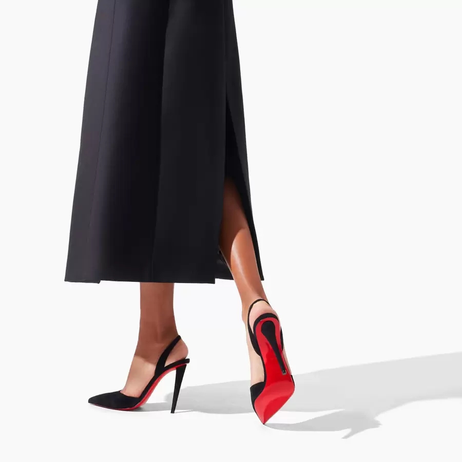 Luxury Brand Summer Red Bottom Sandals Pumps Famous Astrid Sling 100mm Sexy Women Pointed Toes Slingback Straps Lady Suede Leather Designer High Hee