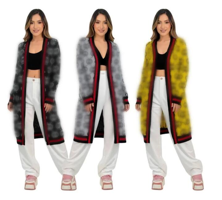 Womens Sweater Long Open Woolen Black designer Sweaters Knitted Loose Coat Winter Thick Warm Dress Luxury Letter jacket
