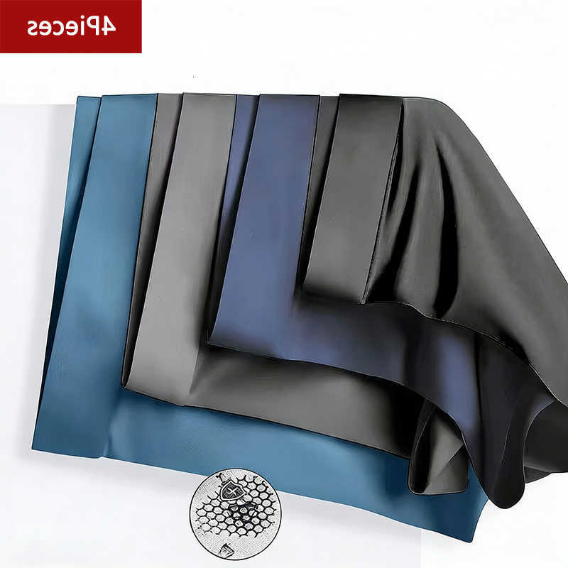 Underwear Underpants 4pcs Ice Men's Silk Boxer Shorts Men Underpants Cool Breathable Sexy Thin Panties U Convex Lingerie Asia Size D260918