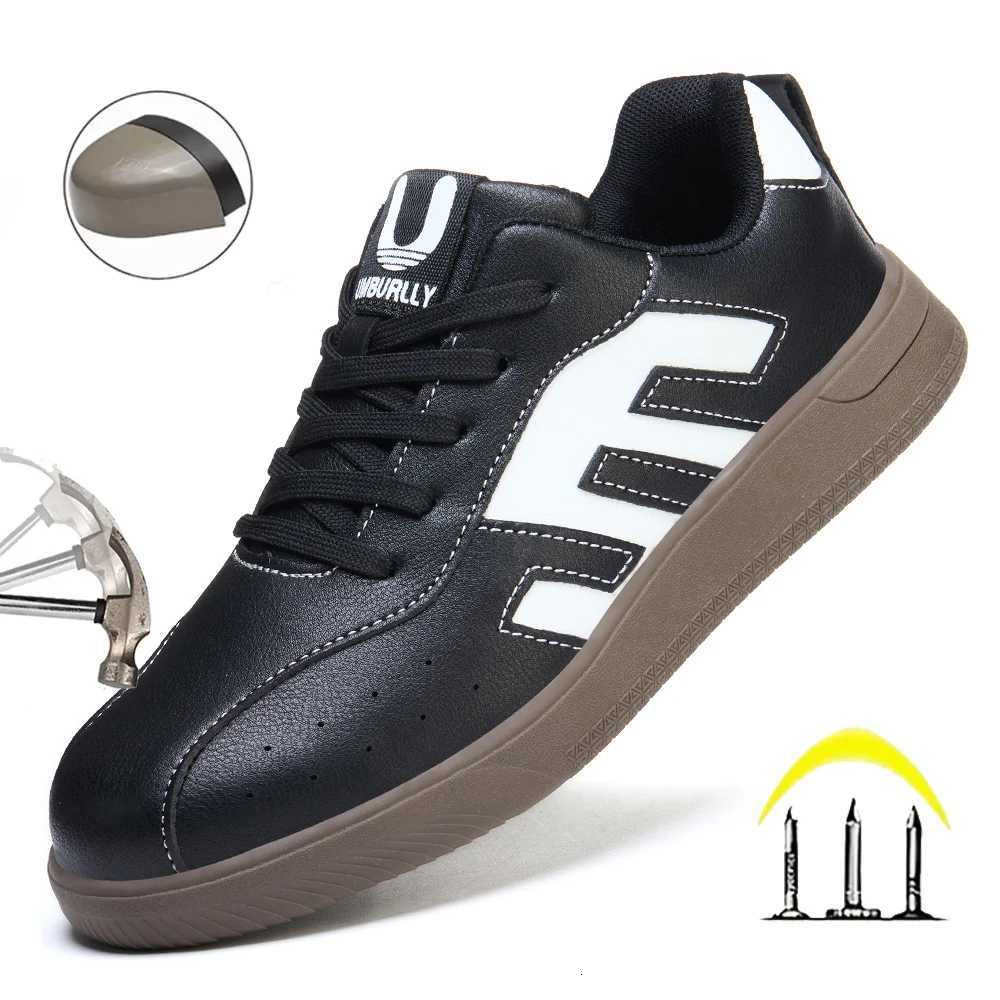 Ladies Safety Shoes Steel Toe Anti- Crush Lightweight Kevlar Work Shoes Fashionable Black And White Casual Protection Footwear Q260916