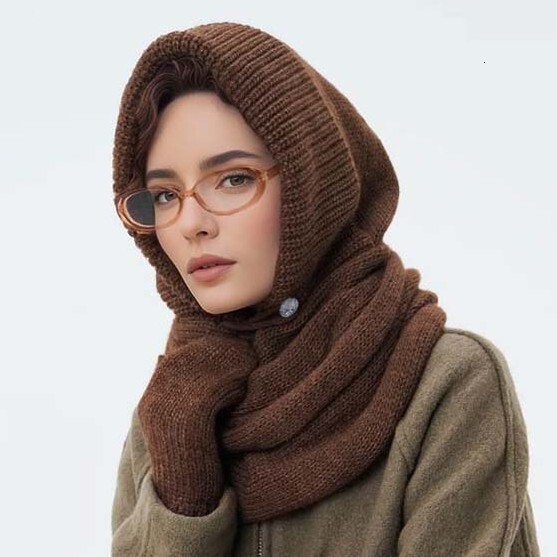 Knitted Balaclava Pullover Hat, Cross-Neck Scarf Men Women, Couple's Neck Warmer Autumn And Winter, For Outdoor Protection Against The Cold Liu