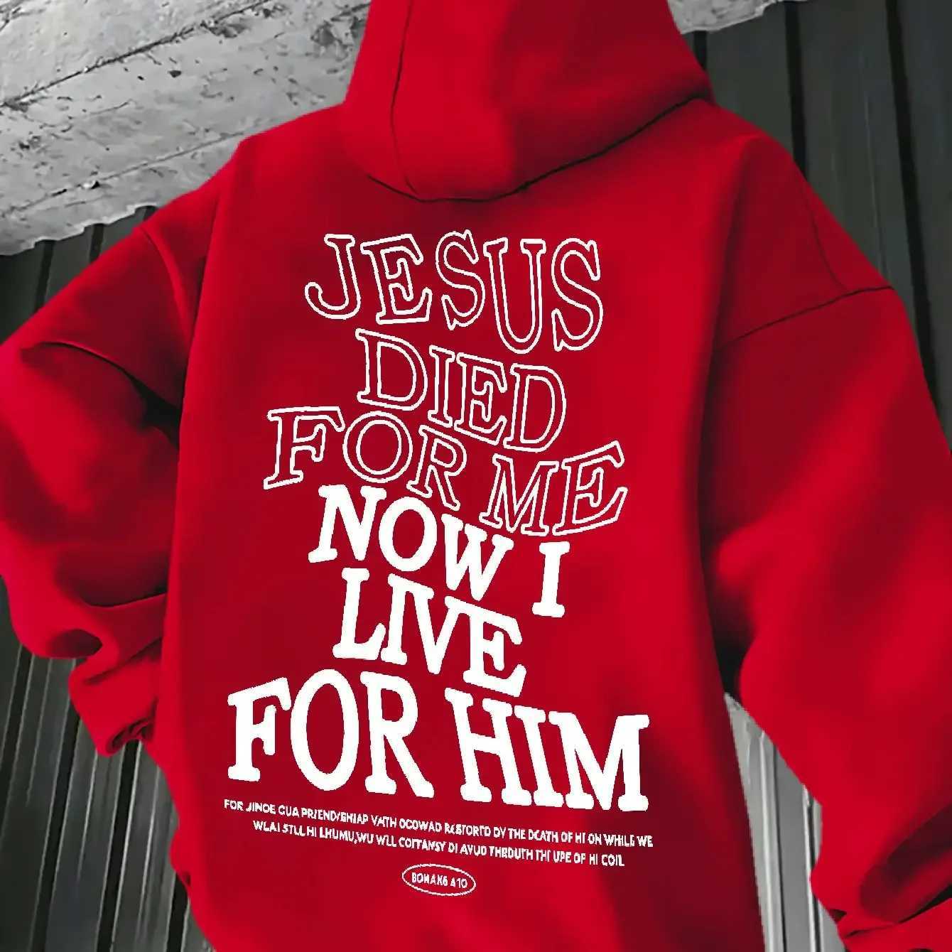 2026 Autumn and winter new men's and women's hooded sweatshirt Jesus died for me now I live for him printed fashion casual S260918XWBG