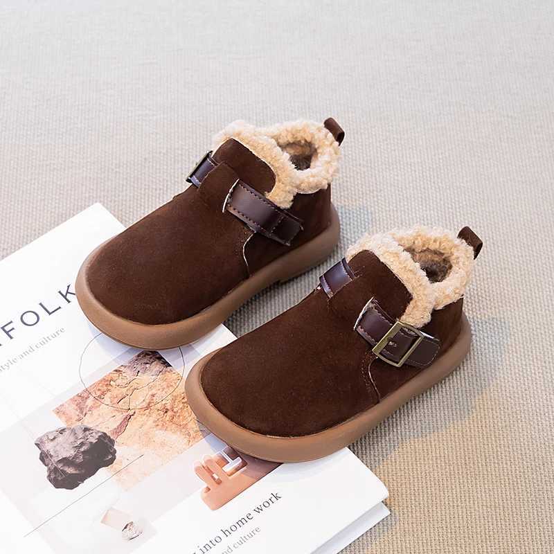 Winter New Children's Thick Soled Non Slip Casual Cotton Boots with Fashionable Buckle and Comfortable Boots X260917