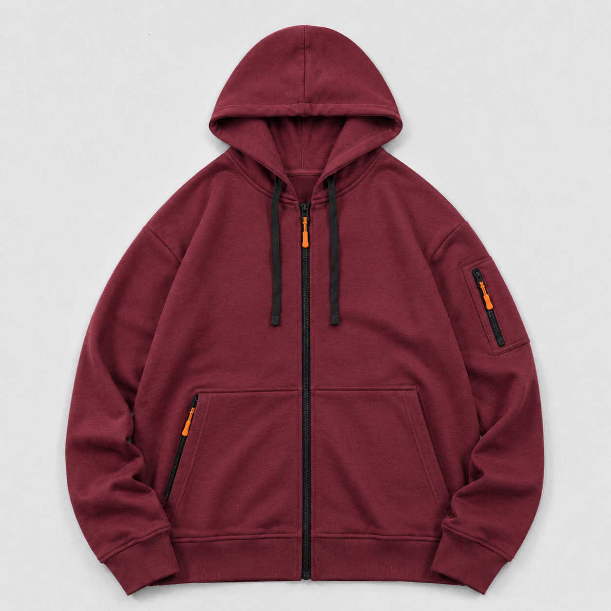 Hooded 2026 Zip Men's Full Sweatshirt Autumn Winter Light Fleece Multi Pocket Slim Fit Casual Sports Street Jacket Top Coat C26091511
