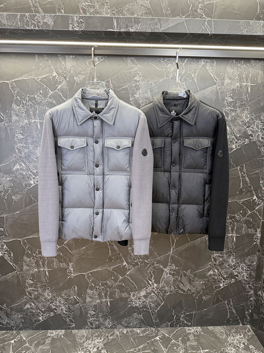 M designer men's down jacket, knitted patchwork down jacket, 90% white duck down