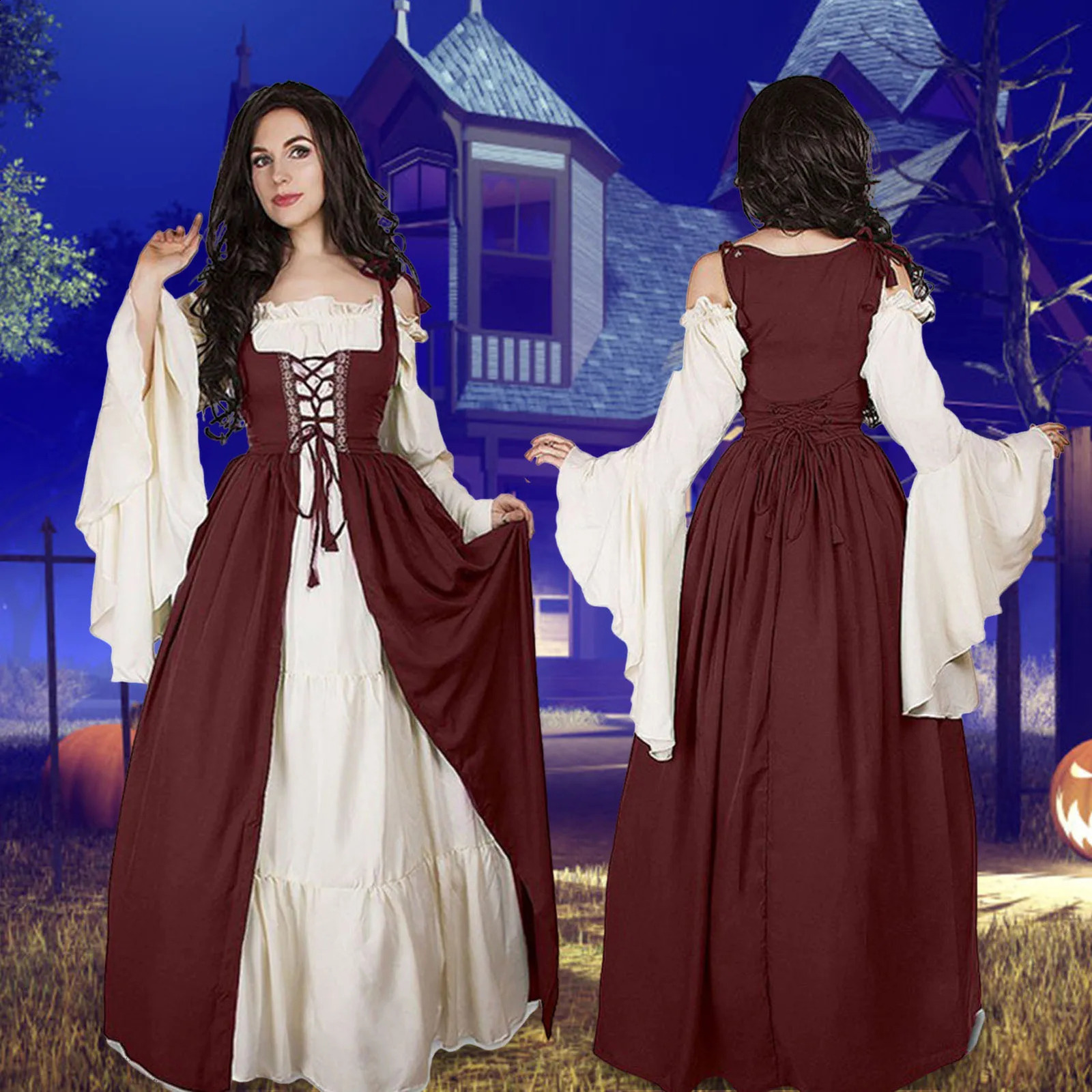 Women Cosplay Medieval Dress Off Shoulder Elegant Greece Party Dresses for Vacations Holiday Wear 260917