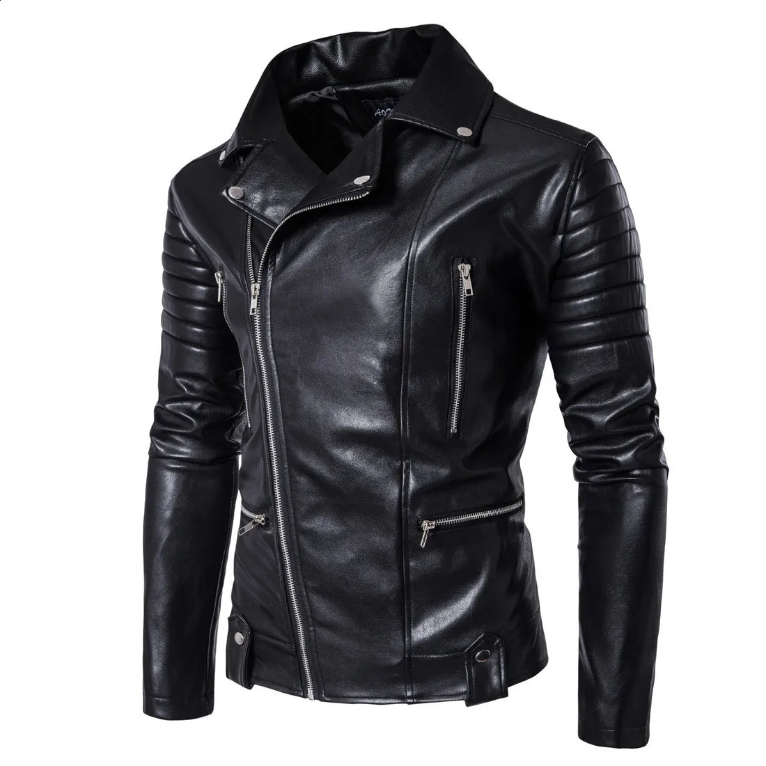 Faux Leather Men Jacket Outerwear PU Leather Coats Suede Zipper Turn Down Collar Spliced Solid Loose Winter 2025 Moto Biker 260917