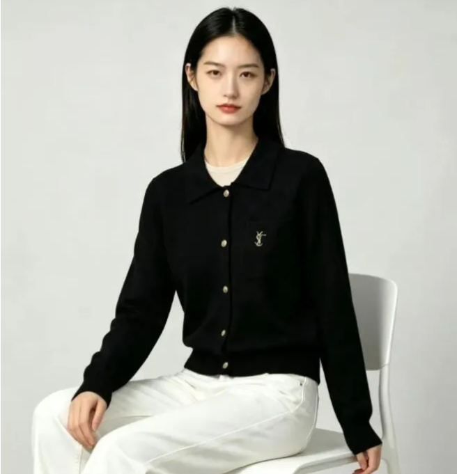 Women's Designer Sweaters Luxury Black Cardigan Embroidered Sweaters Button Slim Casual Autumn Women Fashion Saint Knitted Coat