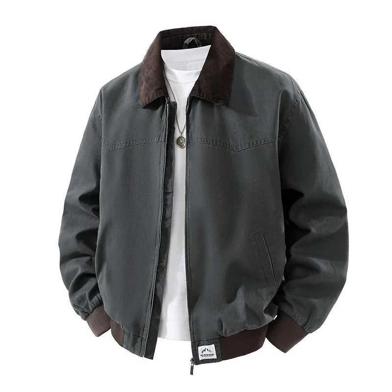 latest model American Retro Washed Cotton Jacket Men's New Spring Workwear Casual Lapel Jacket Men's Rugged and Versatile Sports S2609189K