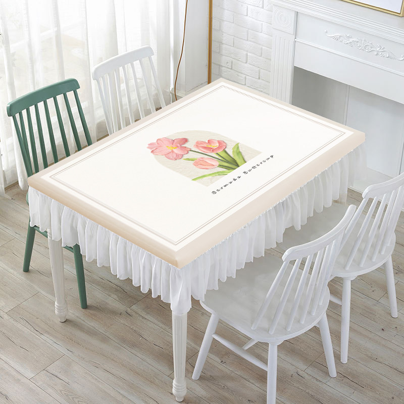 Nappe rectangulaire de Style crème personnalisée, résistante à l'huile, imperméable et sans entretien, facile à nettoyer, nouveau Design minimali