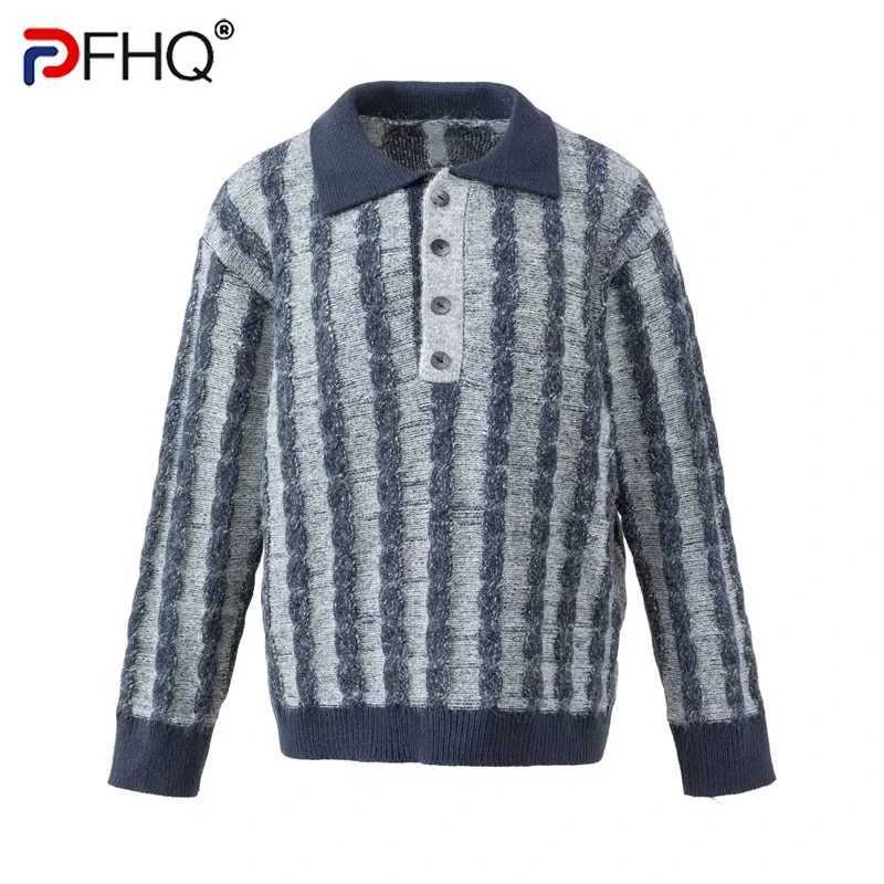 PFHQ Trendy American-styor-blocking Striped Design Niche Men Pullover Sweater Autumn Loose-fitting Knit Pullovers 21P4952 S260918JGEU