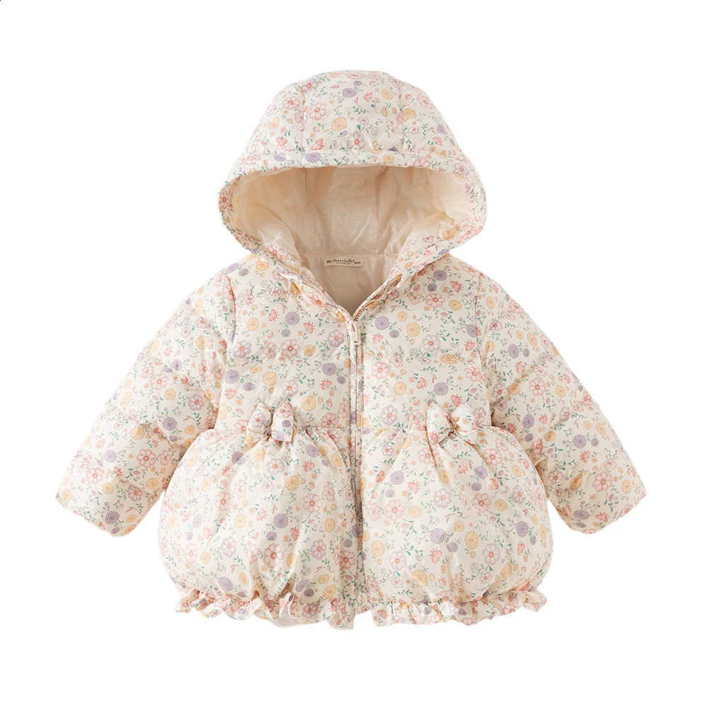 Jacket Children Down Dave Bella Winter Girl Waterproof Flower Coat Baby Warm Fashion Top Outerwear Children Clothing DB4253618W260917
