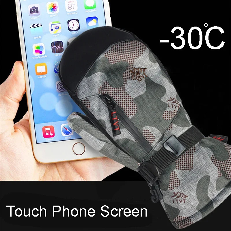 High Quality -30 Winter Warm Professional Snowboard Ski Gloves Waterproof Touch Phone Screen Thermal Mittens Skiing Snowmobile 2 260917