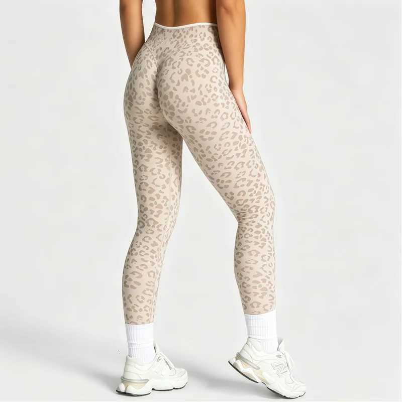 HISTELLO Gym Leggings Leopard Print Women Yoga Clothing High Waist Yoga Running Workout Tights Fitness Sports Seamless Leggings Q260917