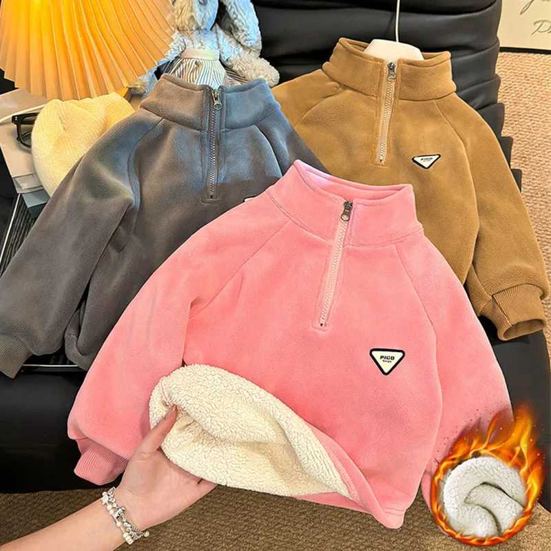 Boy Sweatshirts Children Girl Fleece Winter Thicke Plover Autumn Kids Lambswool Warm Tracksuit Toddler Plus Velvet ClothesW260917